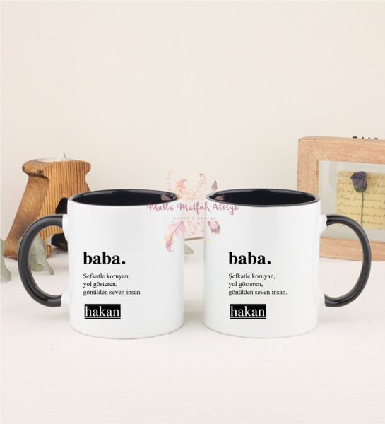 Kişiye Özel Babalar Günü İkili Siyah Kupa Bardak