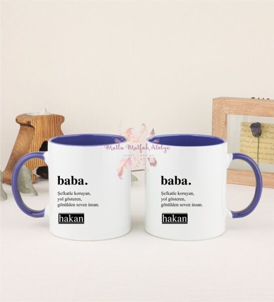 Kişiye Özel Babalar Günü İkili Lacivert Kupa Bardak