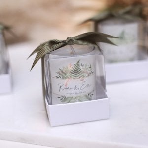 Hediyelik Kokulu Yeşil Çiçekli Mum