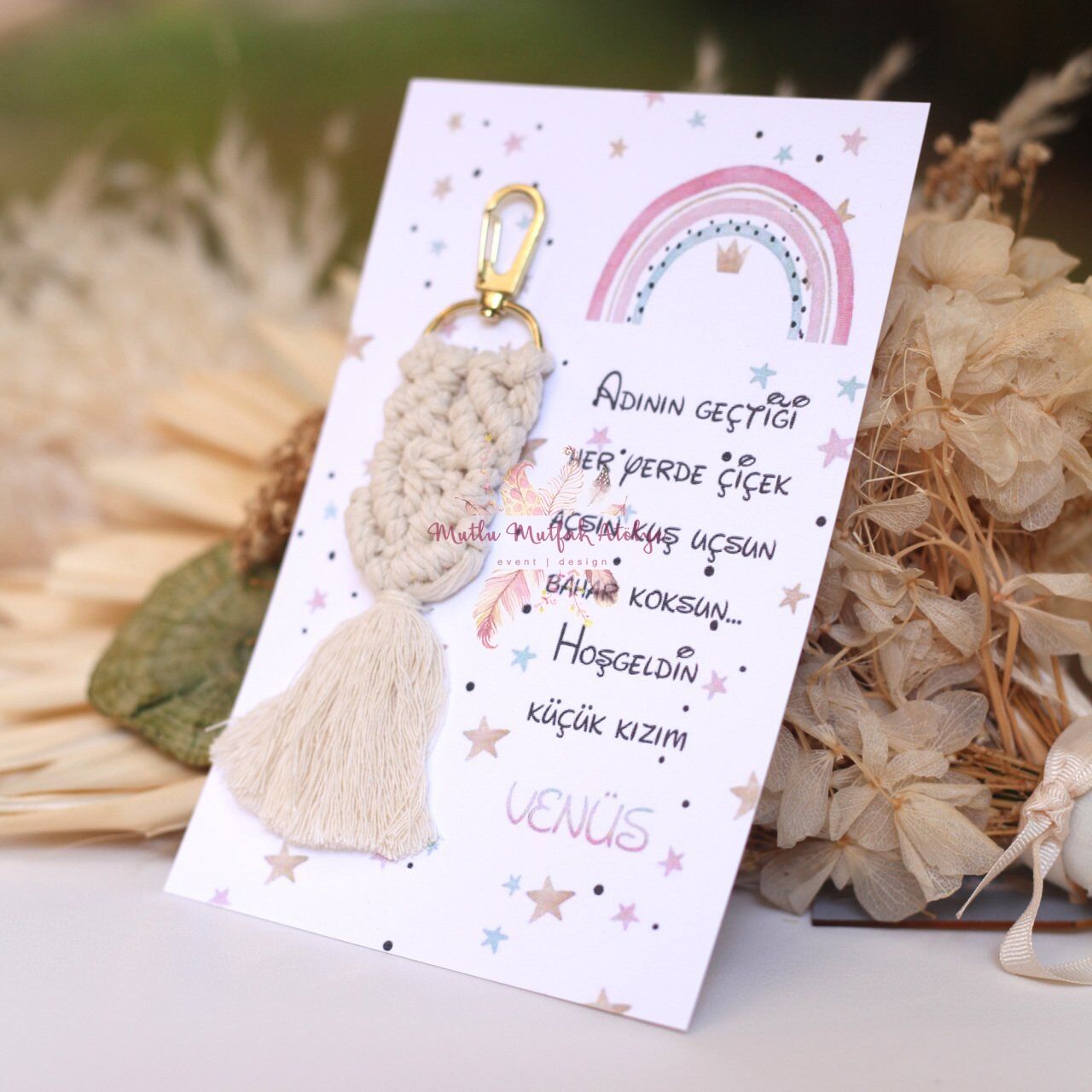 Kartlı Makrome Anahtarlık Bebek, Çocuk Konseptli