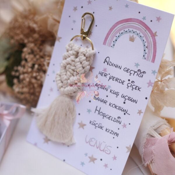 Kartlı Makrome Anahtarlık Bebek, Çocuk Konseptli