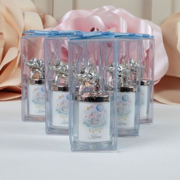 Fil Figürlü Kutulu Mum Bebek Hediyeliği