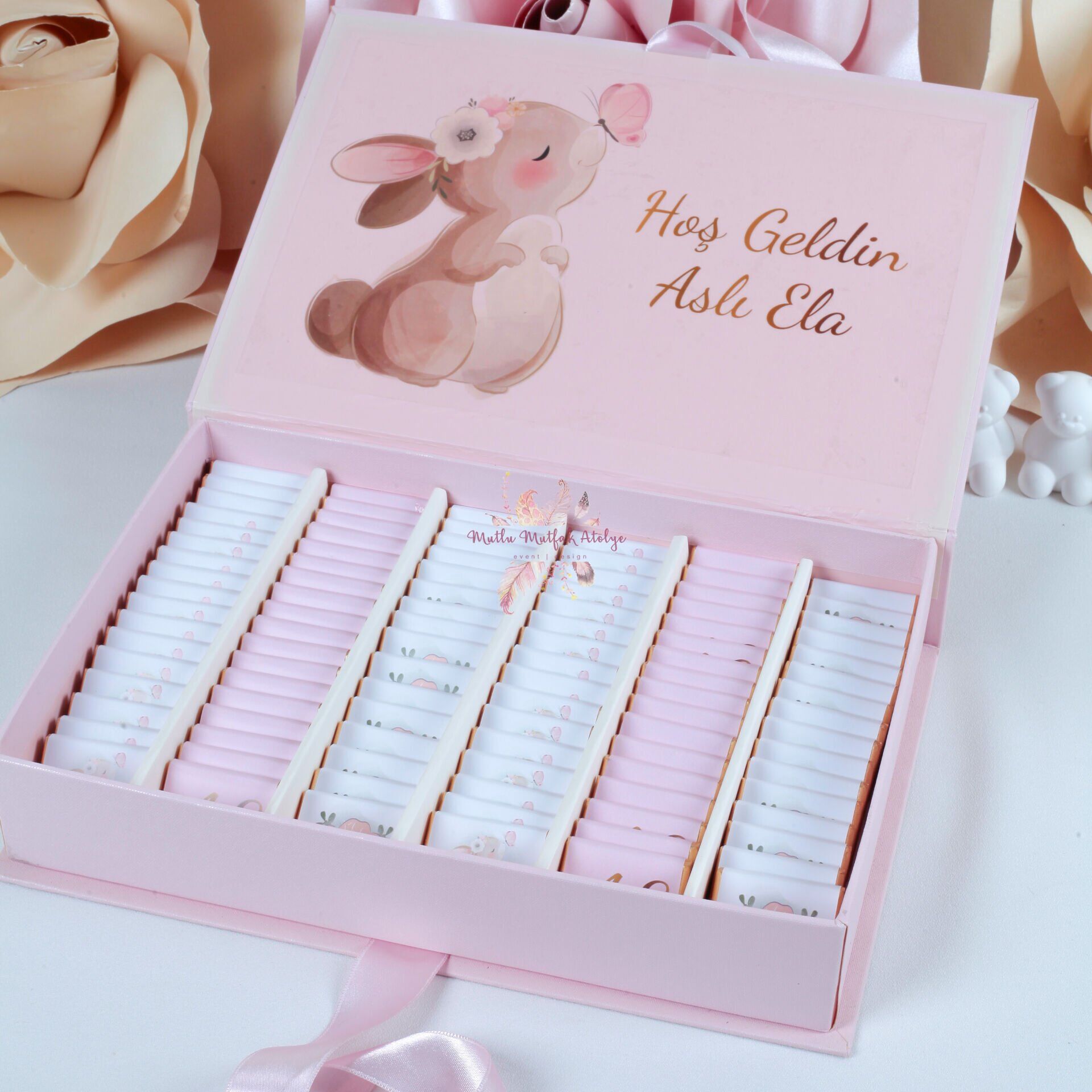 İsimli Kutulu Bebek Çikolatası (120 Ad. Çikolata)