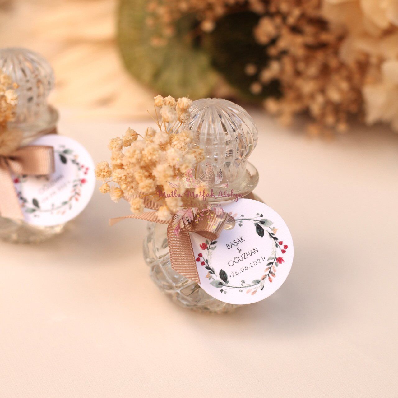 Yuvarlak Çiçek Süslemeli Hediyelik Kolonya