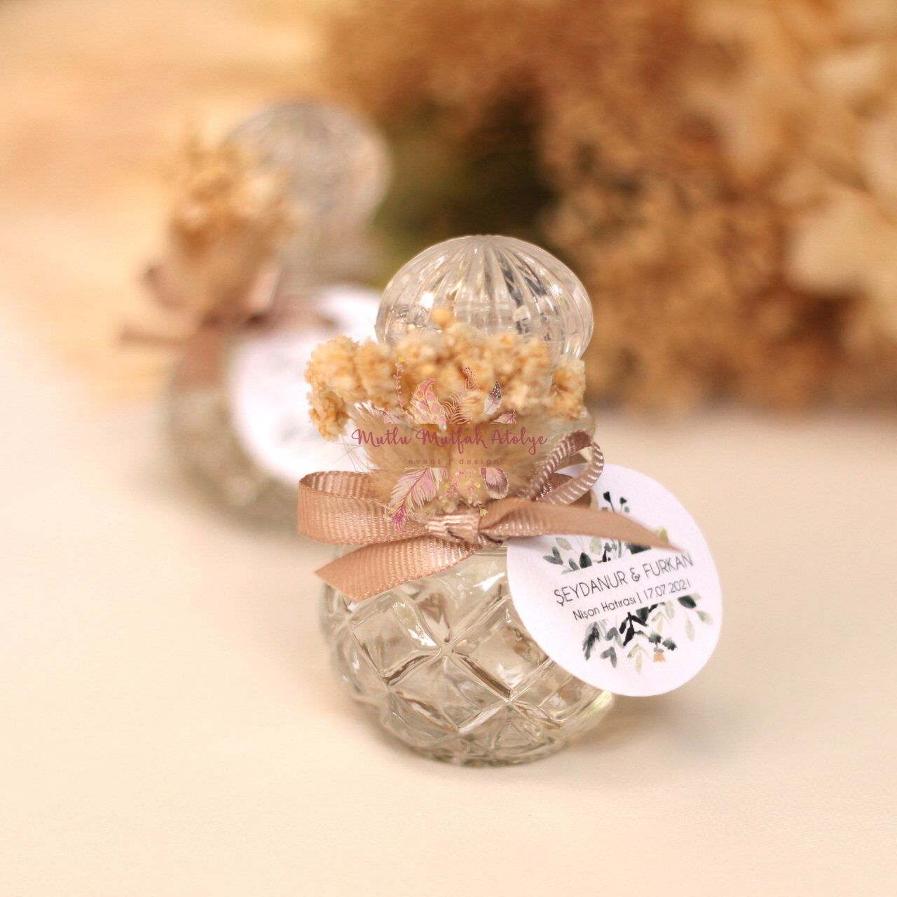 Yuvarlak Çiçek Süslemeli Hediyelik Kolonya