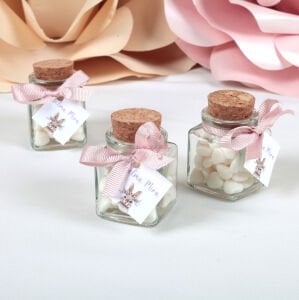 Cam Şişe Minik Kalpli Draje Şeker Hediyeliği