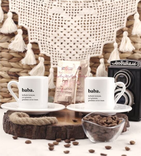 Babalar Günü İkili Türk Kahvesi Fincanı