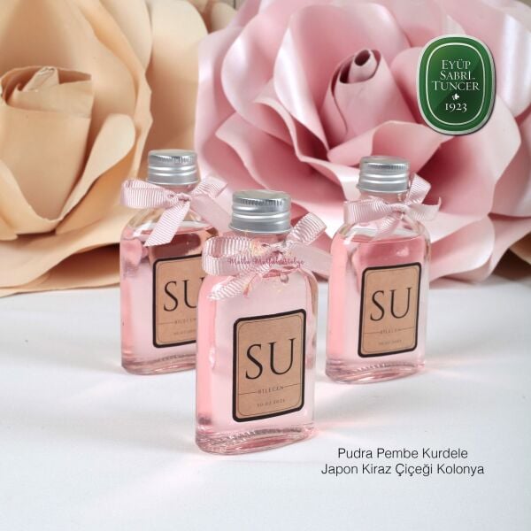 Metal Kapaklı Yassı Cam Şişe Düğün - Nişan - Bebek Kolonya Hediyeliği Eyüp Sabri Tuncer