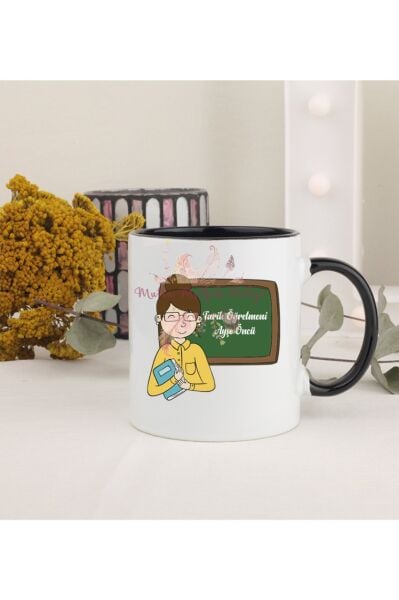 Kişiye Özel Öğretmenler Günü Hediyesi Bayan Öğretmen Mesleki Siyah Kupa Bardak