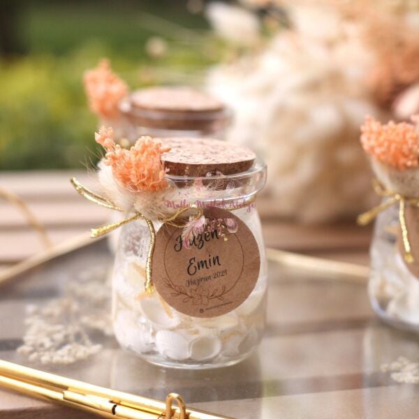 Hediyelik Deniz Kabuklu Büyük Şişeli Jel Mum