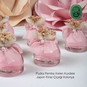 Yuvarlak Cam Şişe Çiçek ve inci Süslemeli Eyüp Sabri Tuncer Hediyelik Kolonya