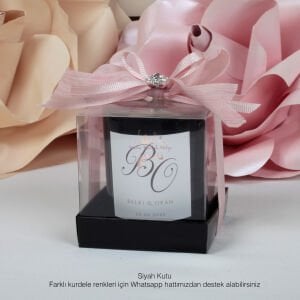 Büyük Boy Siyah Camlı Vanilya Kokulu Hediyelik Mum