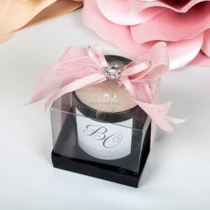 Büyük Boy Siyah Camlı Vanilya Kokulu Hediyelik Mum