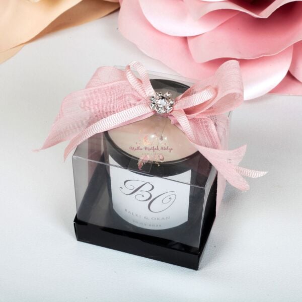 Büyük Boy Siyah Camlı Vanilya Kokulu Hediyelik Mum