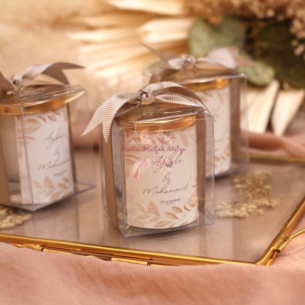 Hediyelik Kapaklı Kutulu Mum Çiçek Motifli