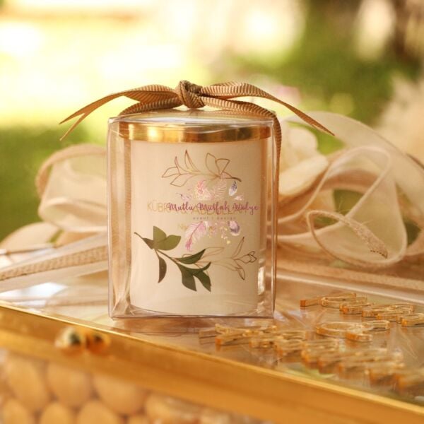 Hediyelik Kapaklı Kutulu Mum Çiçek Motifli