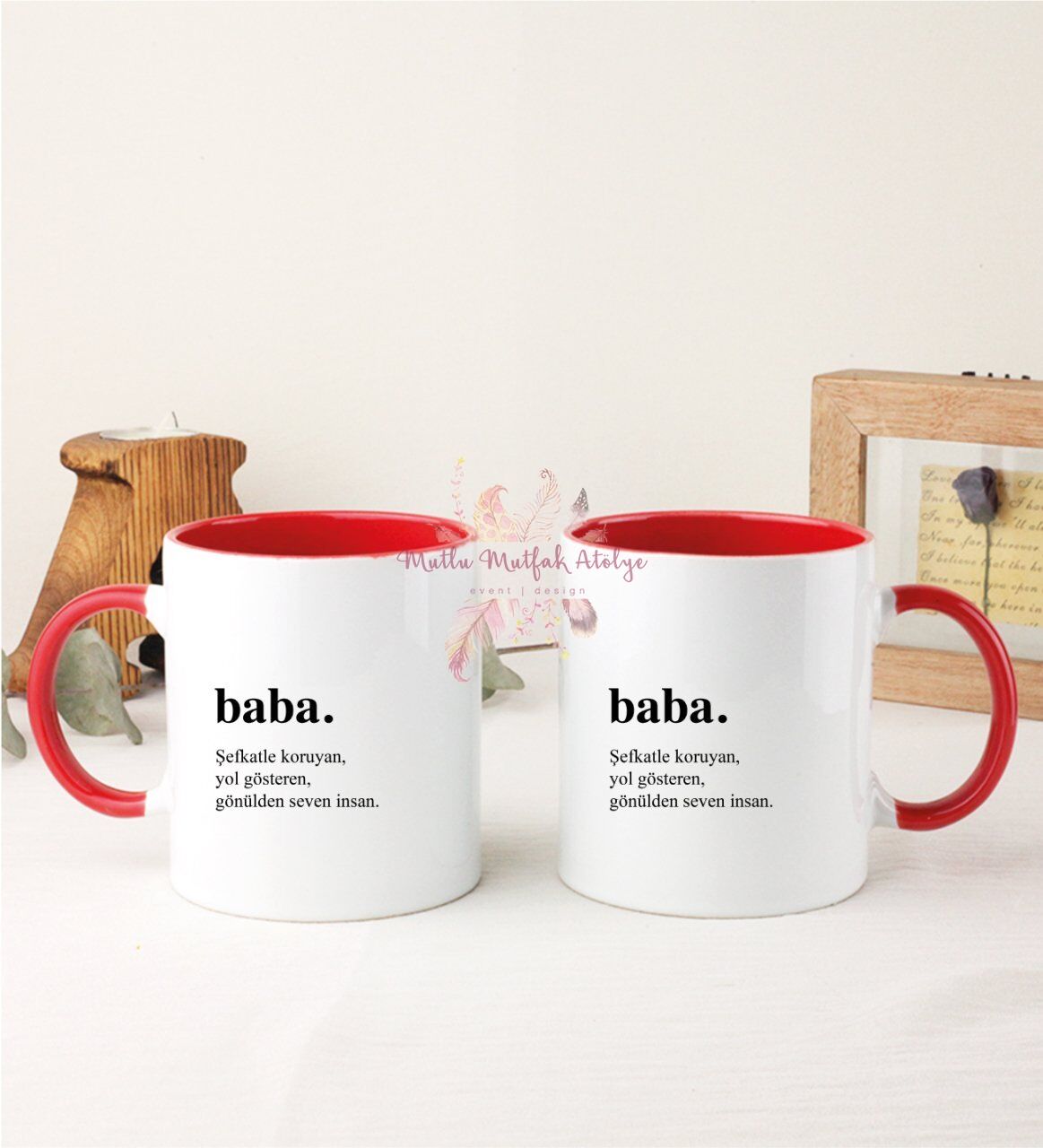 Babalar Günü İkili Kırmızı Kupa Bardak