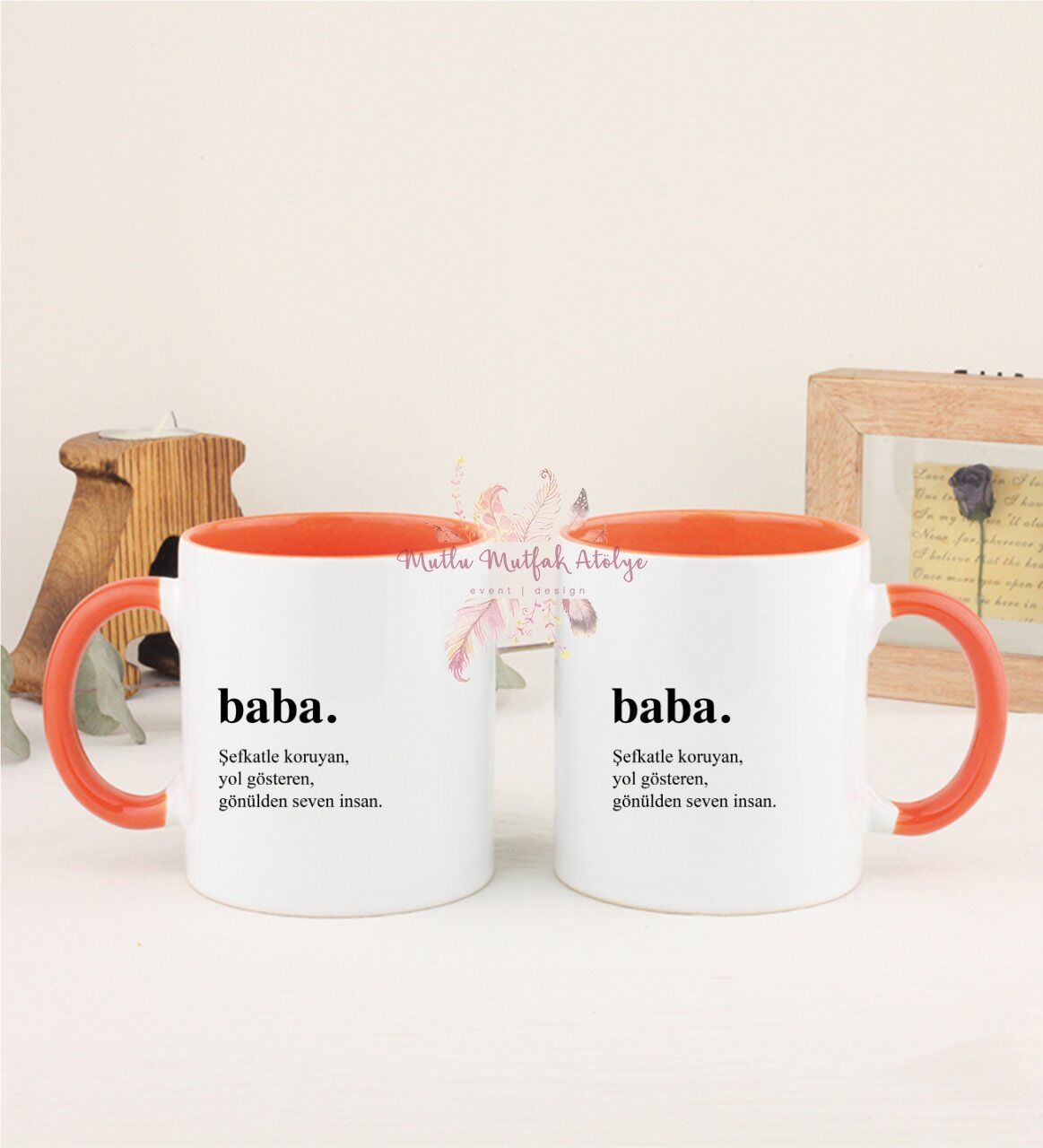 Babalar Günü İkili Turuncu Kupa Bardak