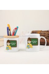 Kişiye Özel Öğretmenler Günü Hediyesi Bayan Öğretmen Mesleki Kalemlik ve Kupa Bardak