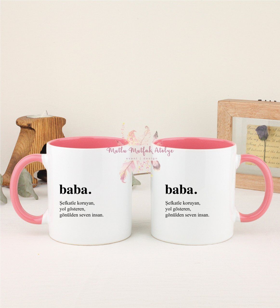 Babalar Günü İkili Pembe Kupa Bardak