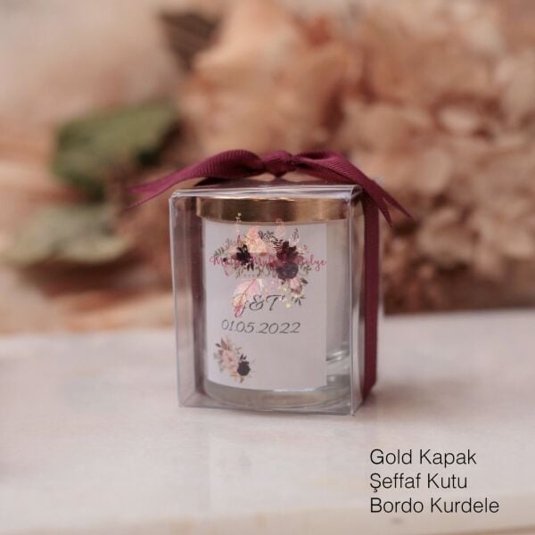 Hediyelik Kapaklı Kutulu Mum Çiçek Motifli