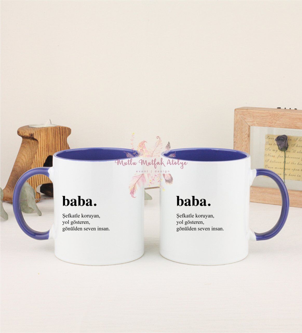 Babalar Günü İkili Lacivert Kupa Bardak