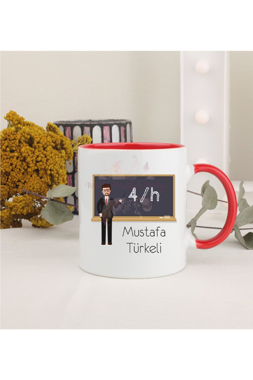 Kişiye Özel Öğretmenler Günü Hediyesi Erkek Öğretmen Mesleki Kırmızı Kupa Bardak