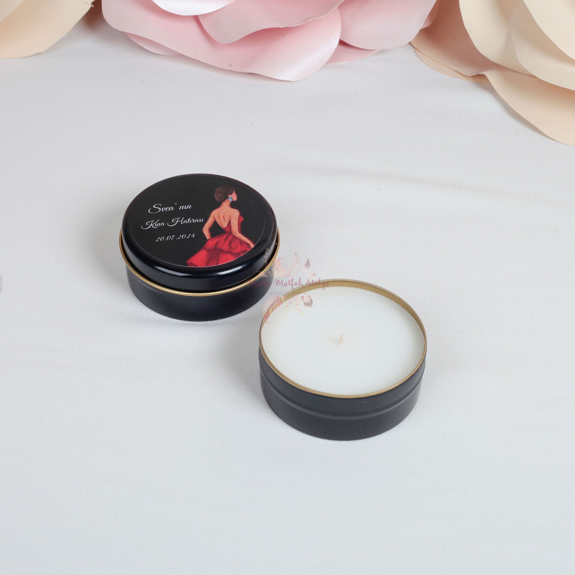 Vanilya Kokulu Kına Hediyeliği Teneke Mum