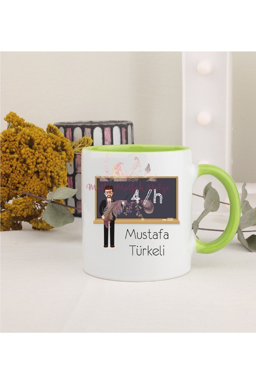 Kişiye Özel Öğretmenler Günü Hediyesi Erkek Öğretmen Mesleki Yeşil Kupa Bardak