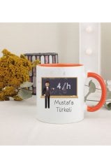 Kişiye Özel Öğretmenler Günü Hediyesi Erkek Öğretmen Mesleki Turuncu Kupa Bardak