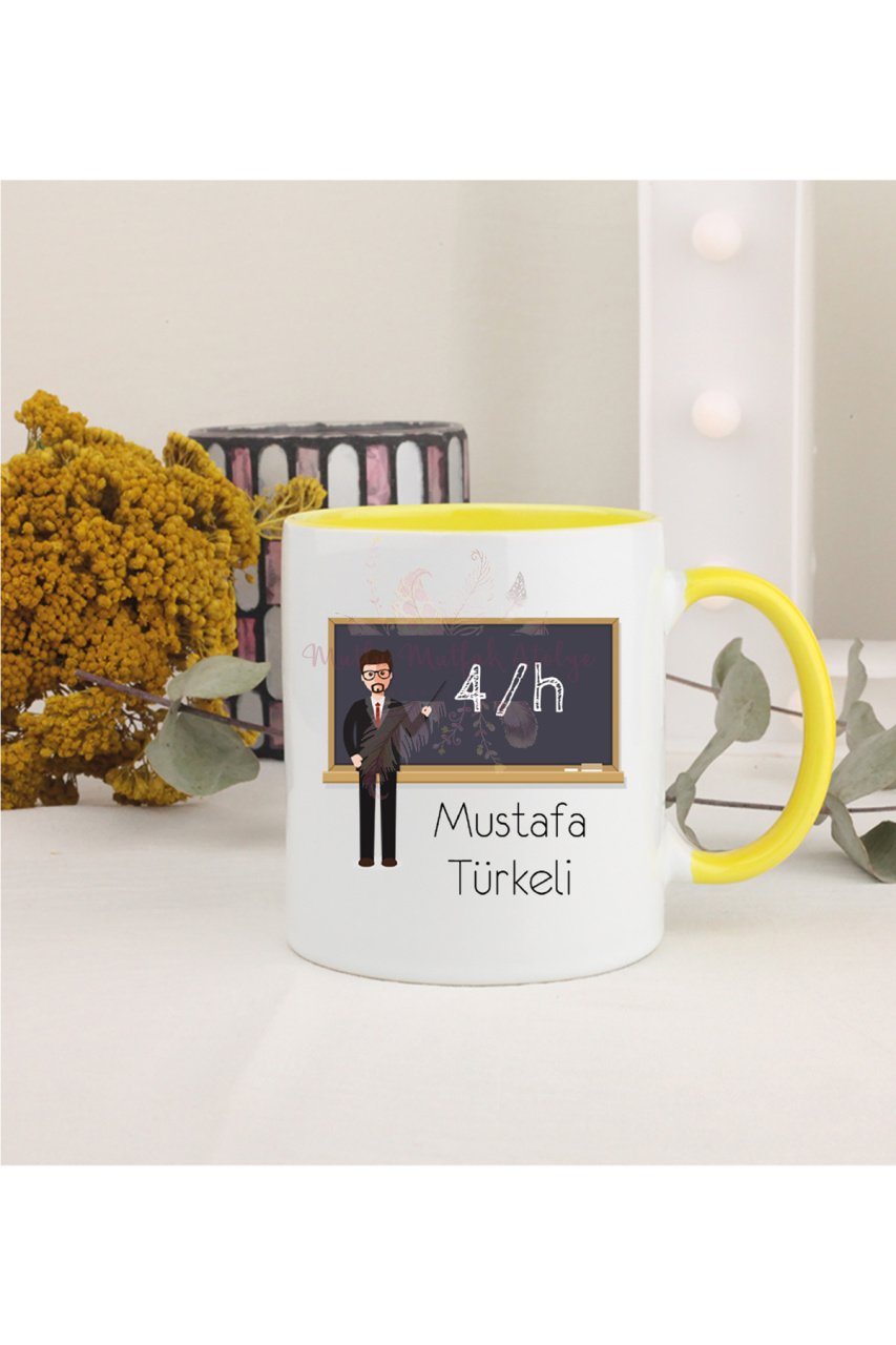 Kişiye Özel Öğretmenler Günü Hediyesi Erkek Öğretmen Mesleki Sarı Kupa Bardak