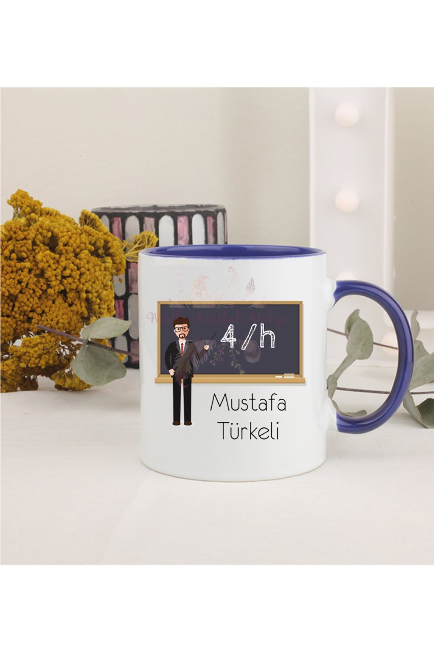 Kişiye Özel Öğretmenler Günü Hediyesi Erkek Öğretmen Mesleki Lacivert Kupa Bardak