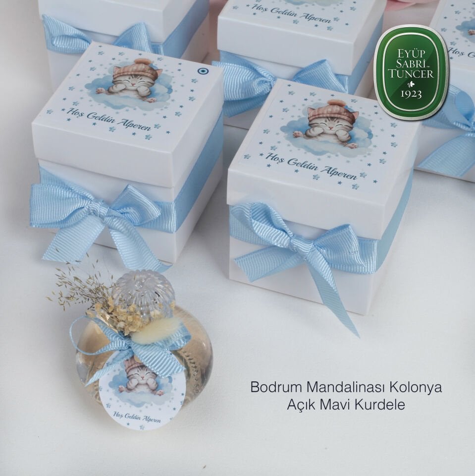 Kutulu Yuvarlak Cam Şişe Eyüp Sabri Tuncer Kolonya Hediyelik