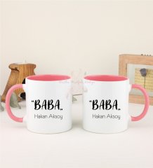 Kişiye Özel Babalar Günü İkili Pembe Kupa Bardak