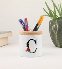 C Harfi Çiçek DesenliKalemlik