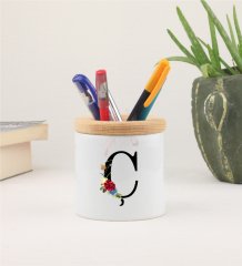 Ç Harfi Çiçek Desenli Kalemlik