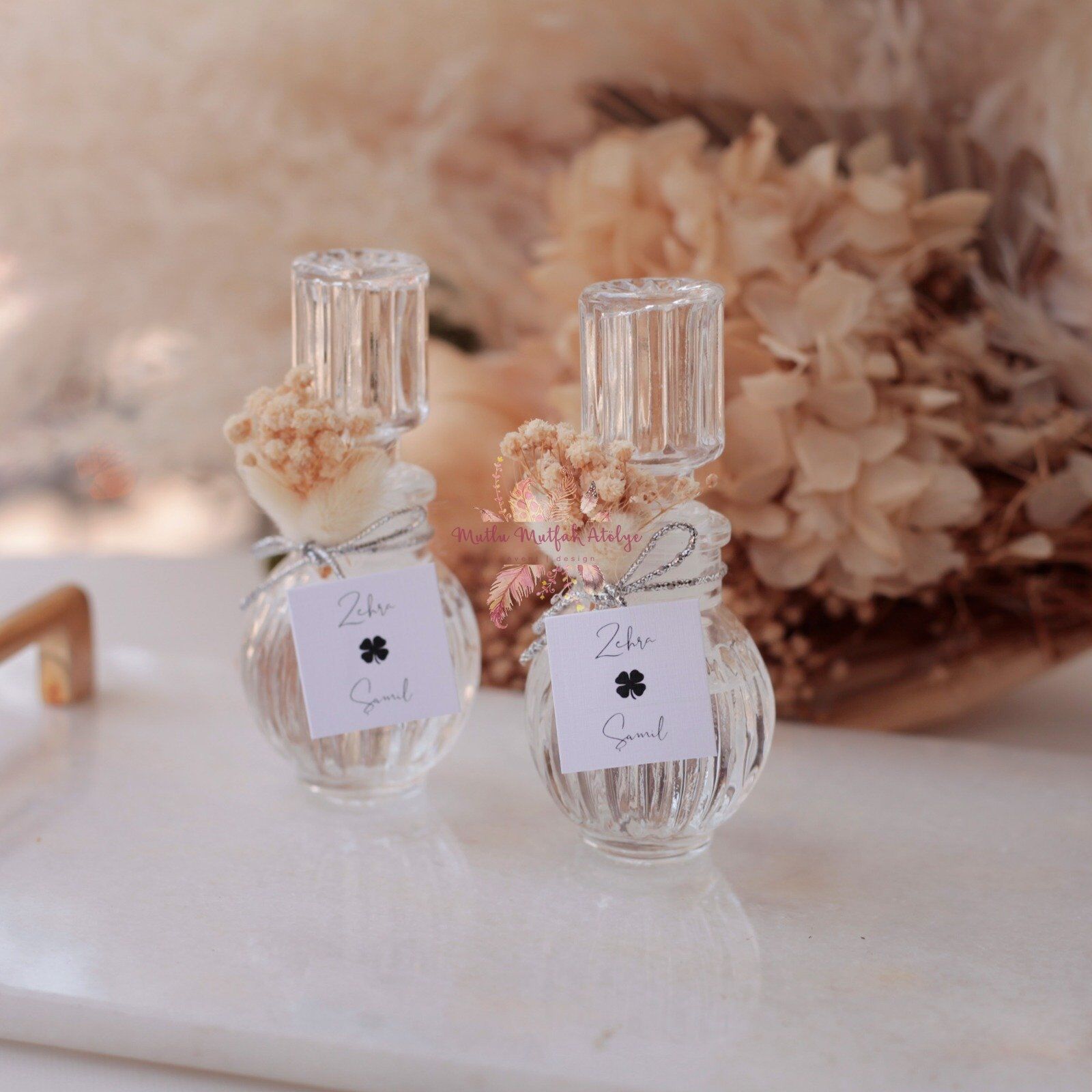 Çizgili Cam Şişe Eyüp Sabri Tuncer Kolonya Nikah - Nişan Hediyeliği