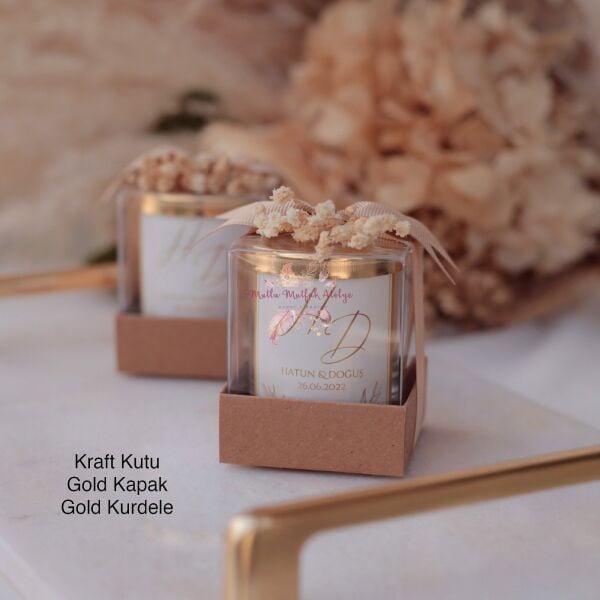 Hediyelik Kapaklı Çiçekli Kutulu Mum