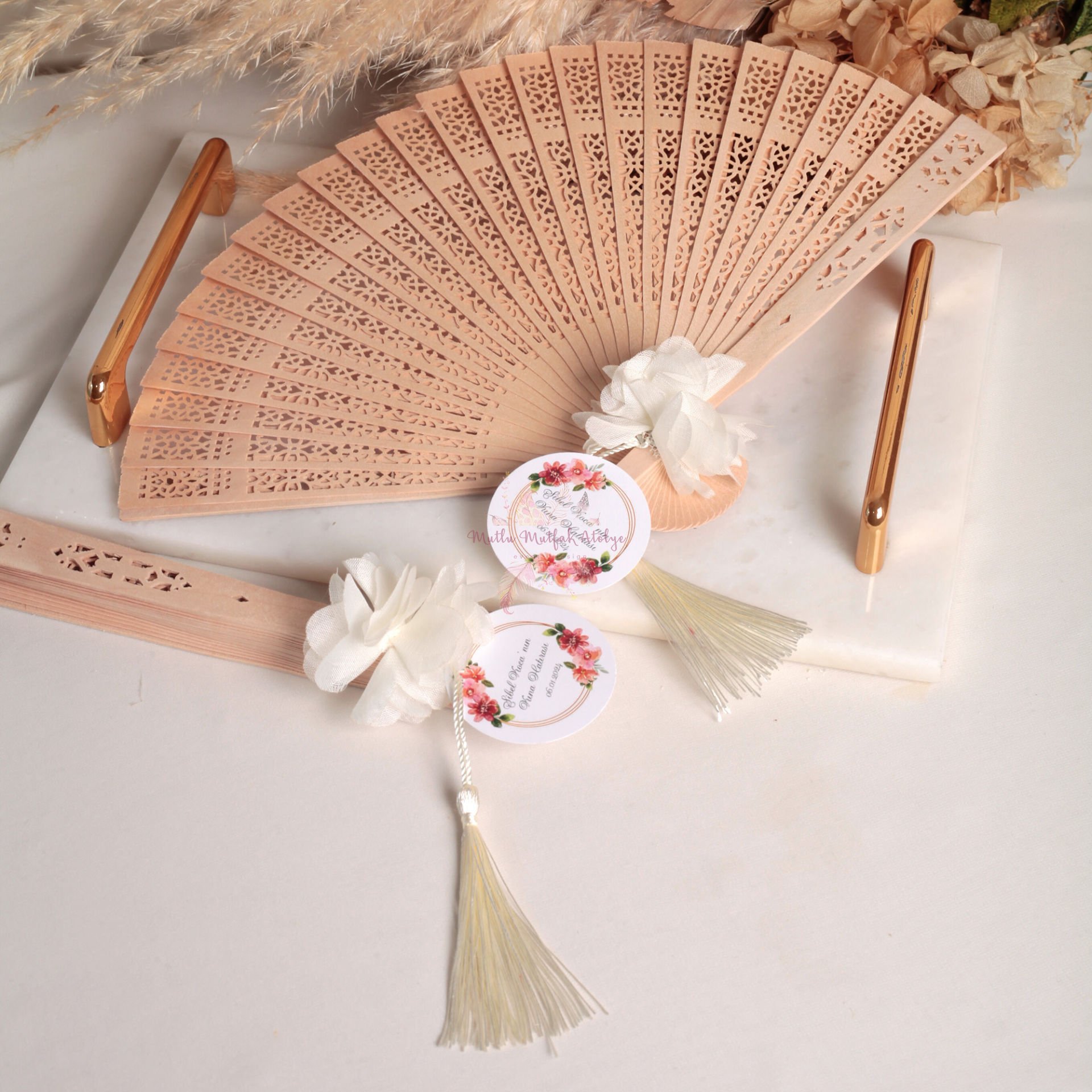 Süslenmiş Bambu Yelpaze