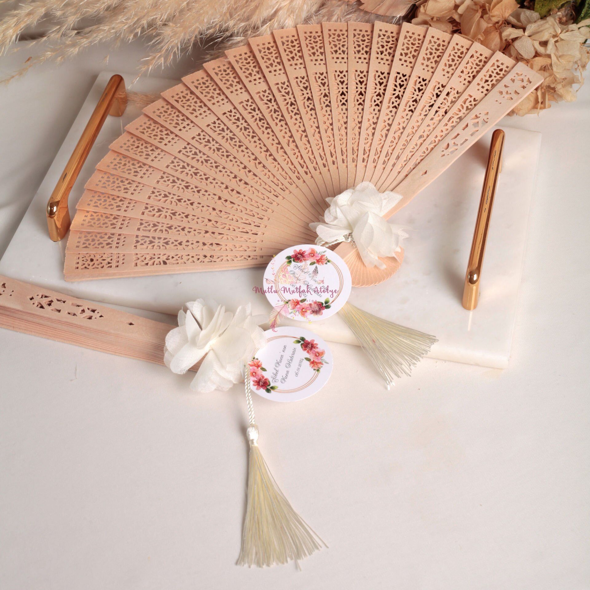 Süslenmiş Bambu Yelpaze