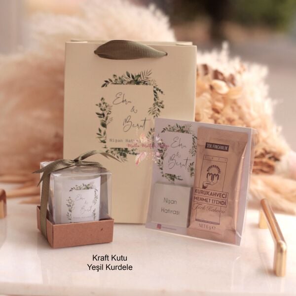 Hediyelik Kokulu Mum, Çikolatalı Kahve ve Baskılı Karton Çanta Seti