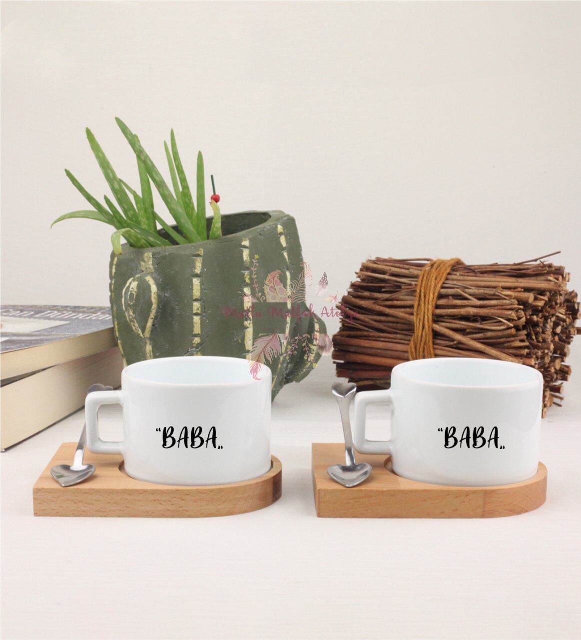 Babalar Günü İkili Ahşap Altlıklı Fincan