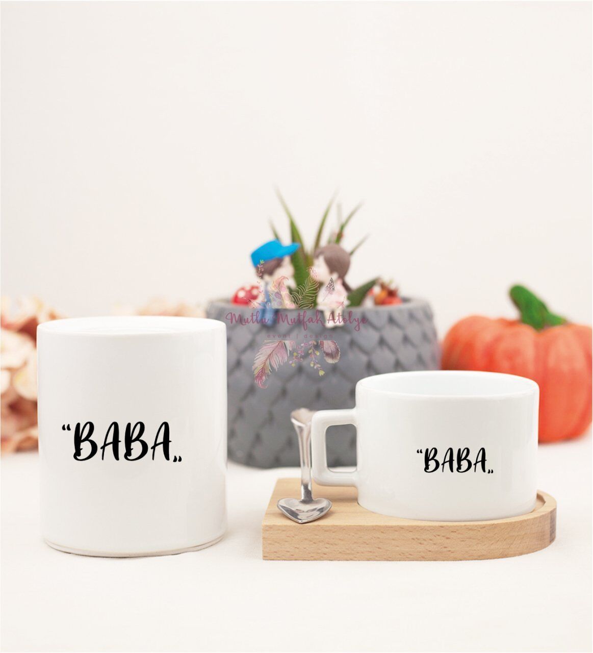 Babalar Günü Ahşap Altlıklı Fincan ve Kumbara