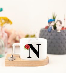 Ahşap Altlıklı Fincan N Harfi