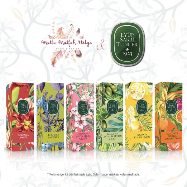 Yuvarlak Cam Şişe Çiçek Süslemeli Hediyelik Kolonya