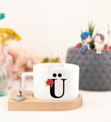 Ahşap Altlıklı Fincan Ü Harfi