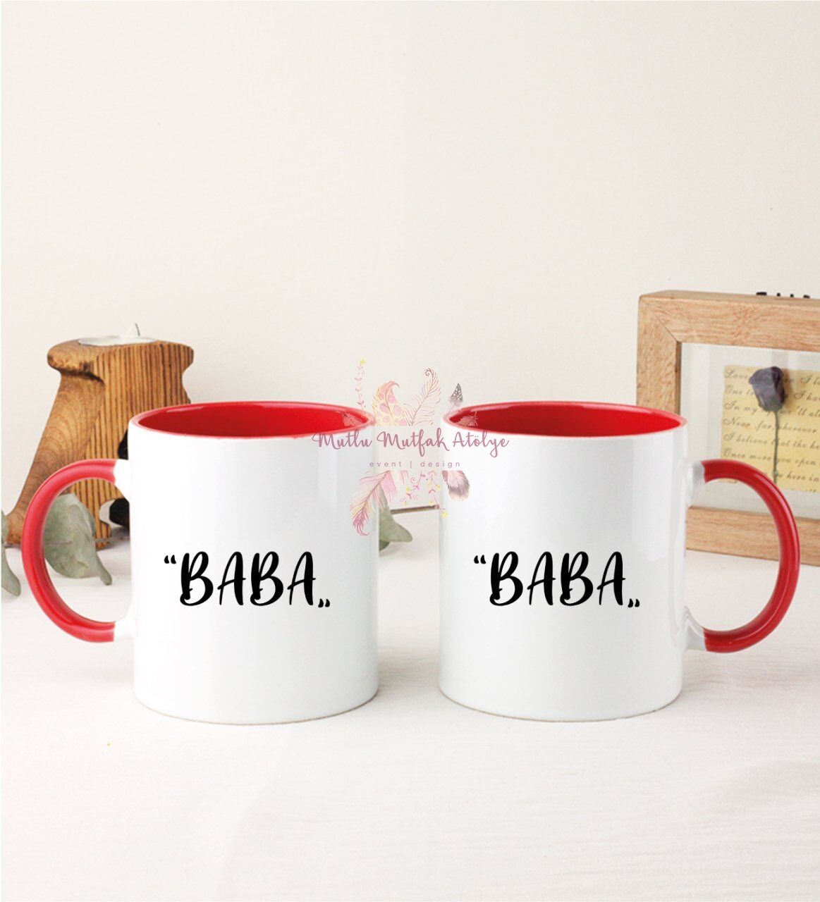 Babalar Günü İkili Kırmızı Kupa Bardak