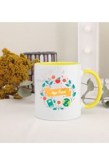 Kişiye Özel Öğretmenler Günü Hediyesi İsimli Desenli Sarı Kupa Bardak