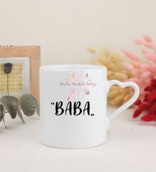 Babalar Günü Beyaz Kalpli Kupa Bardak