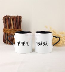Babalar Günü İkili Siyah Kalpli Kupa Bardak